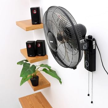 GeepasGF9483 16” Wall Fan 60W - Quiet Operation, Speed Controller | Ideal for Office, Bedroom, Study Room, Living Room