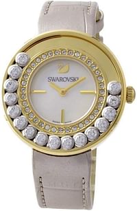 Women Lovely Crystals 5027203 Gold Leather Swiss Quartz Watch