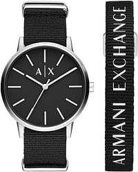 ارماني اكستشنج ساعة كوارتز بعرض انالوج وسوار قماشي للرجال - AX7111 - 42 MM