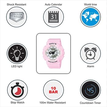Casio Baby-G Womens Quartz Watch, Analog-Digital Display and Resin Strap BA-110BE-4ADR -43.4mm
