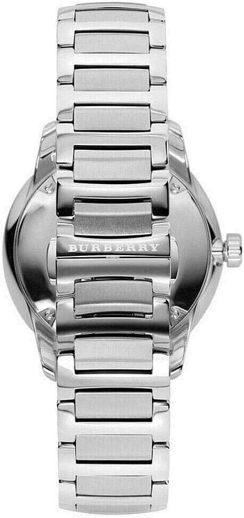 Burberry Men's Black Dial Stainless Steel Band Watch - BU10005, Silver, fashion