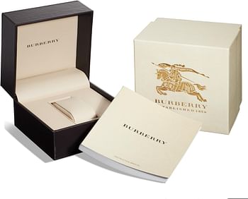 BURBERRY Men's BU9012 Large Check White Leather Strap Watch, White, Quartz Movement, White, Quartz Movement