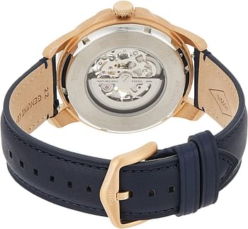 Fossil Men's Grant Automatic Watch in Rose Goldtone with Navy Leather Strap