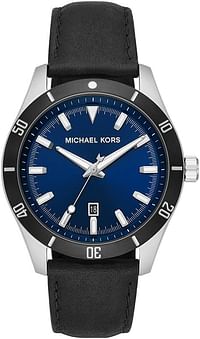 مايكل كورس ساعة انالوج MK8854، بمينا أزرق، بسوار أسود - 44 MM