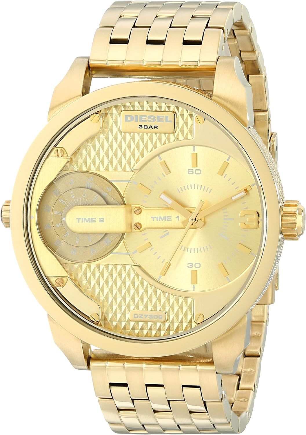 Diesel Mini Daddy Men's Gold Dial Stainless Steel Band Watch - DZ7306