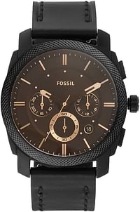 Fossil FS5586 Machine Chronograph Black Leather Watch - 42 MM