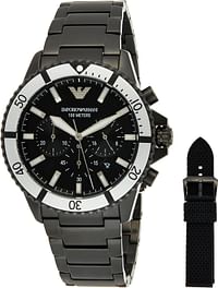 Emporio Armani Men's Chronograph, Black-Tone Stainless Steel Watch, AR80050 - 43 MM