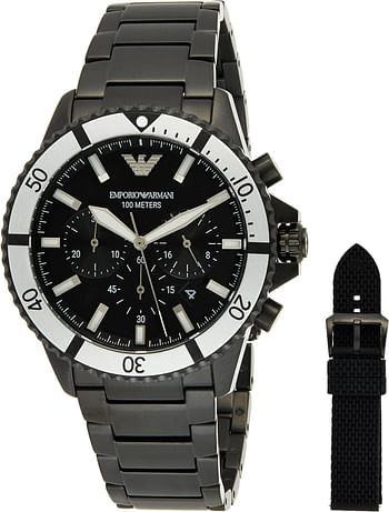 Emporio Armani Men's Chronograph, Black-Tone Stainless Steel Watch, AR80050 - 43 MM