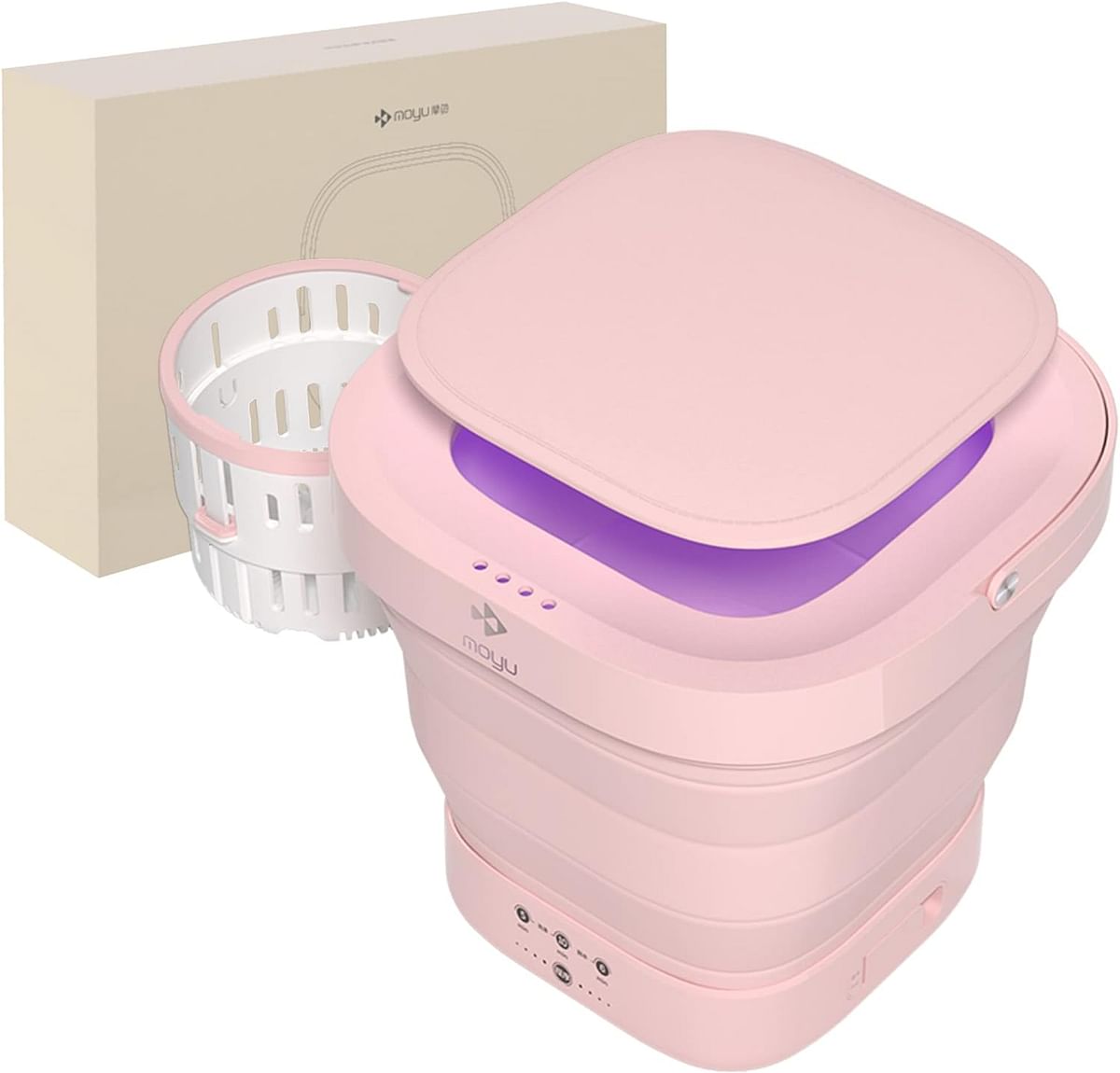 ADITAM 9L Portable Washing Machine - Foldable Mini Washing Machine, Small Portable Washer With Spin Dryer For Underwear Apartment, Camping, RV Travel / Color:Pink