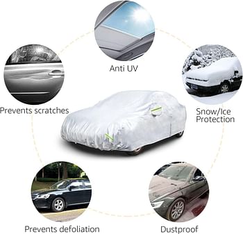 Amazn Basics Silver Weatherproof Car Cover - PEVA with Cotton, Sedans up to 4.06 M
