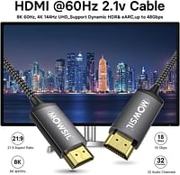 Mowsil HDMI 8K 60Hz 2.1 Cable Braided 2Mtr