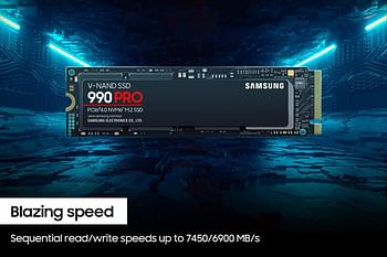 Samsung 990 PRO Series - 2TB PCIe Gen4. X4 NVMe 2.0c - M.2 Internal SSD -MZ-V9P2T0B/AM