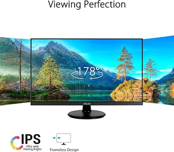 ASUS VA27DQ Eye Care Monitor – 27 inch, FHD (Full HD 1920 x 1080), IPS, Frameless, 75Hz, Adaptive-Sync/FreeSync, DisplayPort, HDMI, Eye Care, Low Blue Light, Free, Wall Mountable