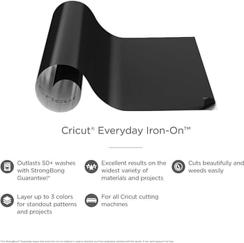 Cricut Everyday Iron On - 12” x 2ft - HTV Vinyl for T-Shirts - StrongBond Guarantee, Outlast 50+ Washes, Use with Cricut Explore Air 2/Maker, Bright Teal