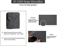 DEYARCO Soft Comfort Stripe Microfiber DARK GREY Fitted Sheet King 180 x 200 cm
