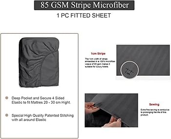 Deyarco Soft Comfort Stripe Microfiber Navy Fitted Sheet King 180 X 200 cm