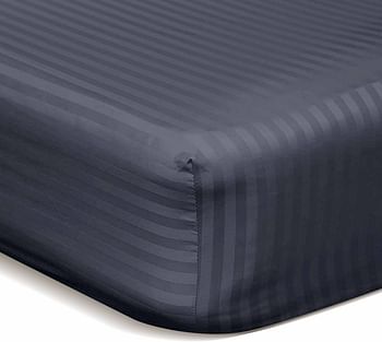 Deyarco Soft Comfort Stripe Microfiber LIGHT GREY Fitted Sheet Queen 150 x 200 cm Light Grey/Queen