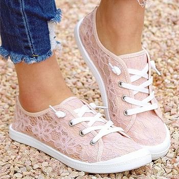 Casual Walking Shoes for Women Fashion Lace Canvas Loafers Shoes Summer Travel Daily Slip On Shoes Lace Up Sneaker - 37 EU