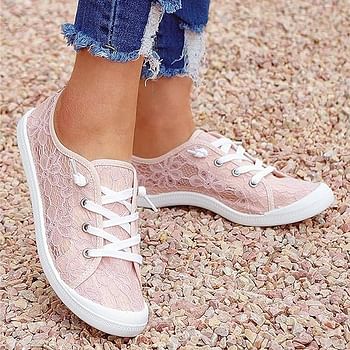 Casual Walking Shoes for Women Fashion Lace Canvas Loafers Shoes Summer Travel Daily Slip On Shoes Lace Up Sneaker - 37 EU