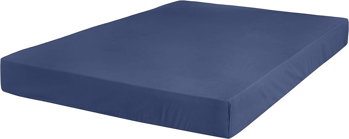 AmaznBasics 300TCCPOSMBXTA 300 Thread Count Ultra-Soft Cotton Fitted Bed Sheet, Breathable, Easy to Wash, Cotton, Twin XL, Midnight Blue, W 2.0 x H 11.0 x L 9.0 inch