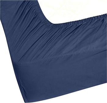 AmaznBasics 300TCCPOSMBXTA 300 Thread Count Ultra-Soft Cotton Fitted Bed Sheet, Breathable, Easy to Wash, Cotton, Twin XL, Midnight Blue, W 2.0 x H 11.0 x L 9.0 inch