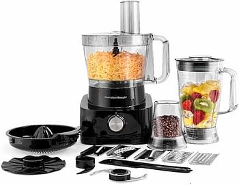 Hamilton Beach Food Processor & Vegetable Chopper for Slicing, Shredding, Mincing, and Puree, 10 Cups + Easy Clean Bowl Scraper, Black and Stainless Steel (70730)
