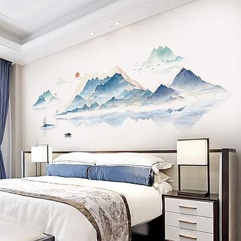 ROFARSO 78.7'' x 28.3'' Huge Chinese Style Vast Mountains 1 and Rivers Wall Stickers Vinyl Removable Large Wall Decals Art Decorations Decor for Bedroom Living Room Office Study Room Murals