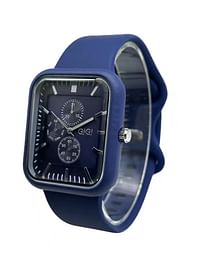 GG analog watch with leather strap, Gi02 Navy Blue