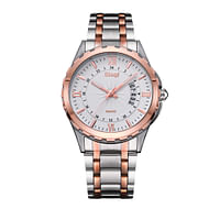 Stagi Men's Casual Analog Watch with Stainless Steel Strap, Silver/Rose Gold
