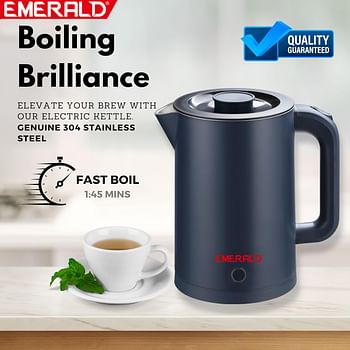 EMERALD Cordless Electric Kettle, 2200W Power, 1.7L, with Auto Shut, 360-Degree Cord Design, Perfect for Warm Beverages, EK782KG