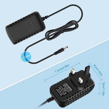 Melfi™ 6V 2A AC/DC Adapter 110-220V UK Plug Switching Power Supply Adapter Charger for LED Strip Lights/CCTV Camera etc