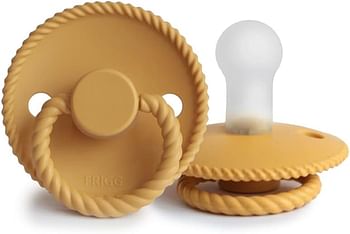 FRIGG Rope Round Silicone Baby Pacifier for 6-18 Months, Size 2, Honey Gold