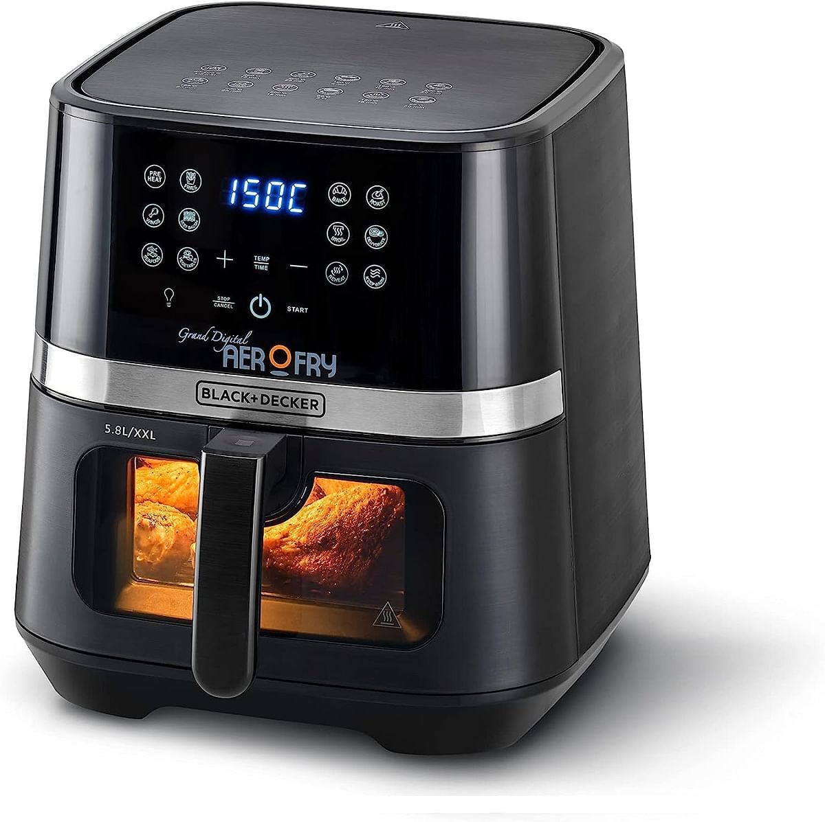 BLACK+DECKER XXL 2 KG/8.5 L Air Fryer, 5.6L Basket , 1800W, Touch Screen, 12-in-1 With Rapid Hot Air Circulation For Frying, Grilling, Broiling, Roasting, and Baking AF5800-B5