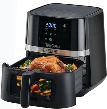 BLACK+DECKER XXL 2 KG/8.5 L Air Fryer, 5.6L Basket , 1800W, Touch Screen, 12-in-1 With Rapid Hot Air Circulation For Frying, Grilling, Broiling, Roasting, and Baking AF5800-B5