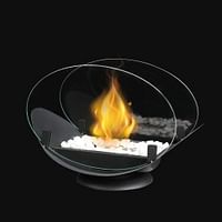 JHY DESIGN Oval Tabletop Fire Bowl with Two-Sided Glass 9.6'' High Portable Tabletop Fireplace–Clean-Burning Bio Ethanol Ventless Fireplace for Indoor Outdoor Patio Parties Events
