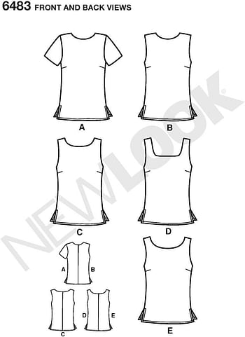 New Look Sewing Pattern 6483, Misses Tops, Size A, Linen, Silk, White, A, 6-8-10-12-14-16