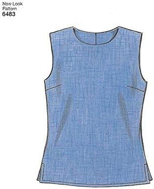 New Look Sewing Pattern 6483, Misses Tops, Size A, Linen, Silk, White, A, 6-8-10-12-14-16