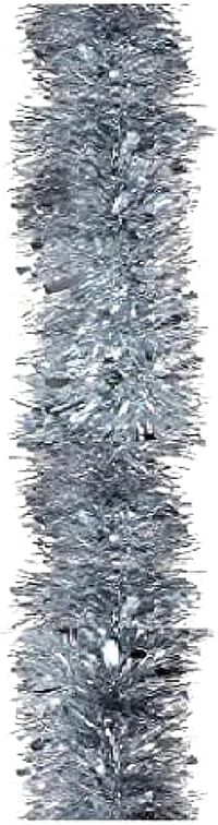 اكليل زينة الكريسماس السحري السميك 2 متر × 10 سم، فضي