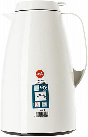 Emsa 505013 Basic Quick-Tip Vacuum Flask, 1.5 Litres, White