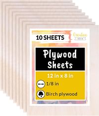 Creative Deco 10 x A4 Plywood Sheets -300 x 210 x 3 mm -Baltic Birch Wood Ply -Perfect for Home Decor, Arts and Crafts, Painting, Laser Cutting, CNC Machine, Scroll Saw, Stenciling, Pyrography