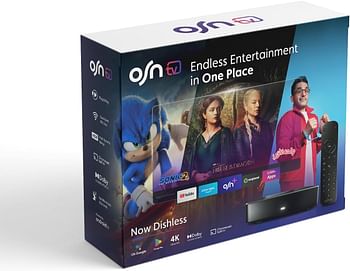 OSNtv جهاز بث تلفزيوني بدقة 4K مع اشتراك لمدة 3 أشهر وجهاز تحكم عن بعد صوتي وواي فاي وإيثرنت، مدعوم بنظام Android 11.0 - أسود
