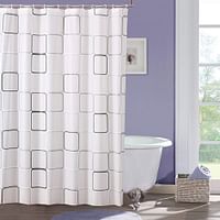 SpireHues-Shower Curtain, Waterproof And Moisture Proof Shower Curtain for Bathroom Polyester Fabric, Mould Proof Waterproof Machine Washable Square Pattern