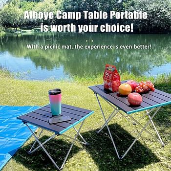 Arabest Portable Camping Table - Ultralight Small Folding Table with Aluminum Table Top and Carry Bag, Beach Table for Outdoor, Picnic, BBQ, Cooking, Home Use -Size L