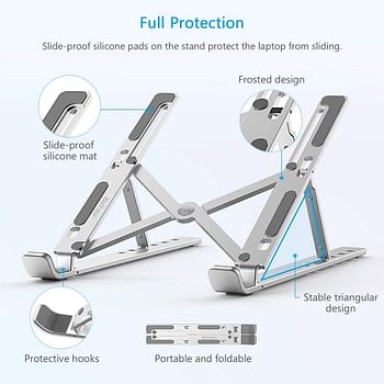 SKY-TOUCH Laptop Stand for Desk, Adjustable Laptop Riser ABS+Silicone Foldable Portable Laptop Holder, Ventilated Cooling Notebook Stand for MacBook Pro Air, Lenovo, Dell, HP, Laptops,Tablet
