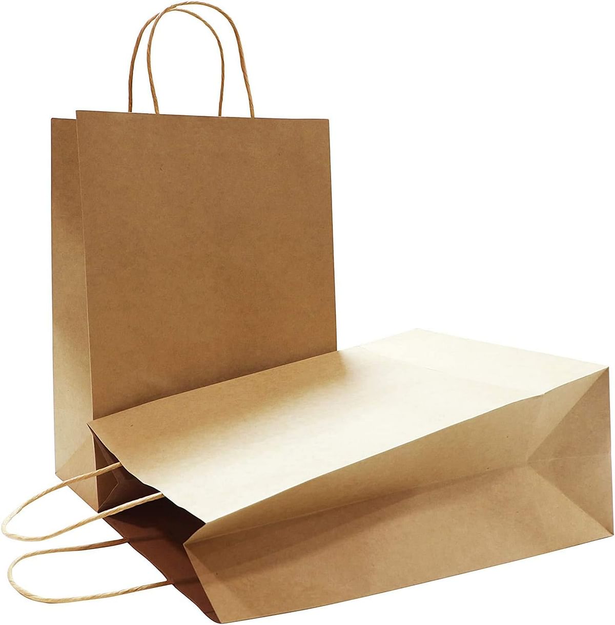 SHOWAY Kraft Paper Bags - 48pcs Craft Paper Gift Bags With Sturdy Handles - Great For Shopping,Party,Gift,Birthday,Wedding,Party Celebration,Lunch,Merchandise And Retails (brown, 33 * 26 * 12 cm)