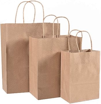 SHOWAY Kraft Paper Bags - 48pcs Craft Paper Gift Bags With Sturdy Handles - Great For Shopping,Party,Gift,Birthday,Wedding,Party Celebration,Lunch,Merchandise And Retails (brown, 33 * 26 * 12 cm)