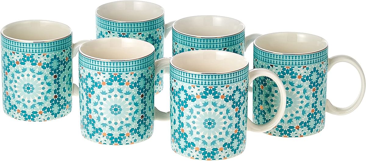 Istekana, Tea Mug Set 6Pc, Made Of Porcelain With Assorted Color Decorated Design., 1762Mug