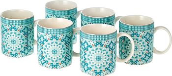 Istekana, Tea Mug Set 6Pc, Made Of Porcelain With Assorted Color Decorated Design., 1762Mug