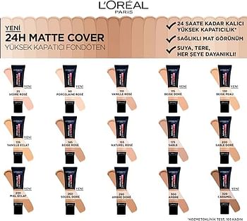 L'Oréal Paris Foundation, Infallible Matte Cover 24 hour Shade 115 Golden Beige,1 Pack, 30 ml