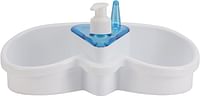Royalford 2-in-1 Sink Organizer- RF10977 Provides Space for Brush Holder, Sponge Holder, Soap Dispenser Compartment and Ring bracket Break-Resistant, Light-Weight, Blue and White